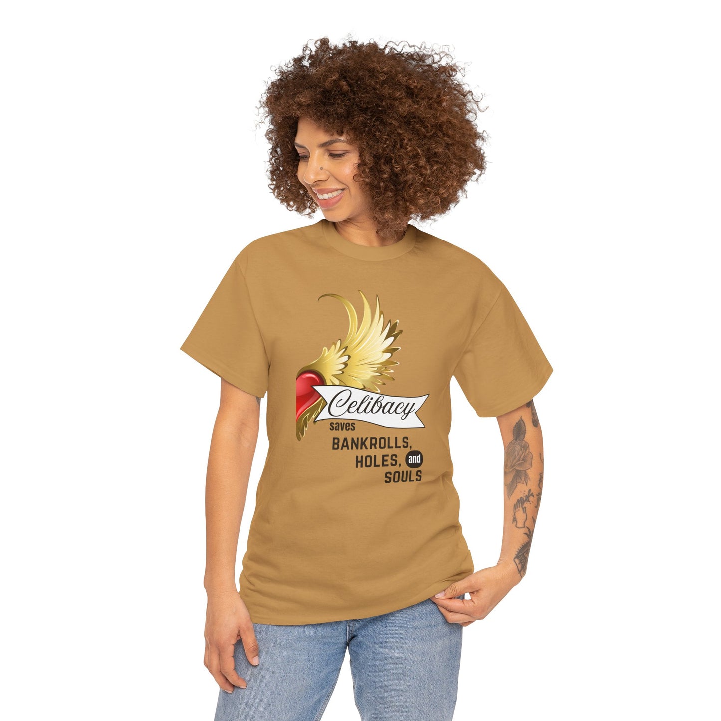 Celibacy Saves Unisex Tee with Heart Wings Graphic
