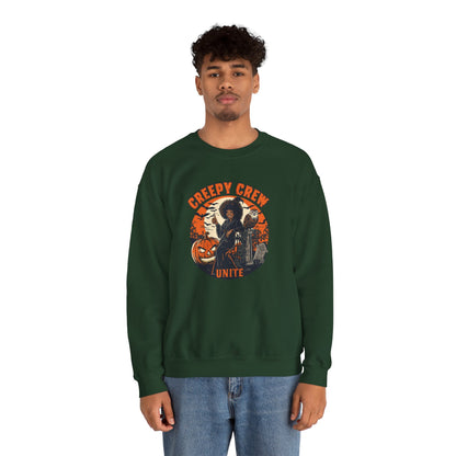 Creepy Crew Unite Witch Sweatshirt — African American Witch Pumpkin Graveyard