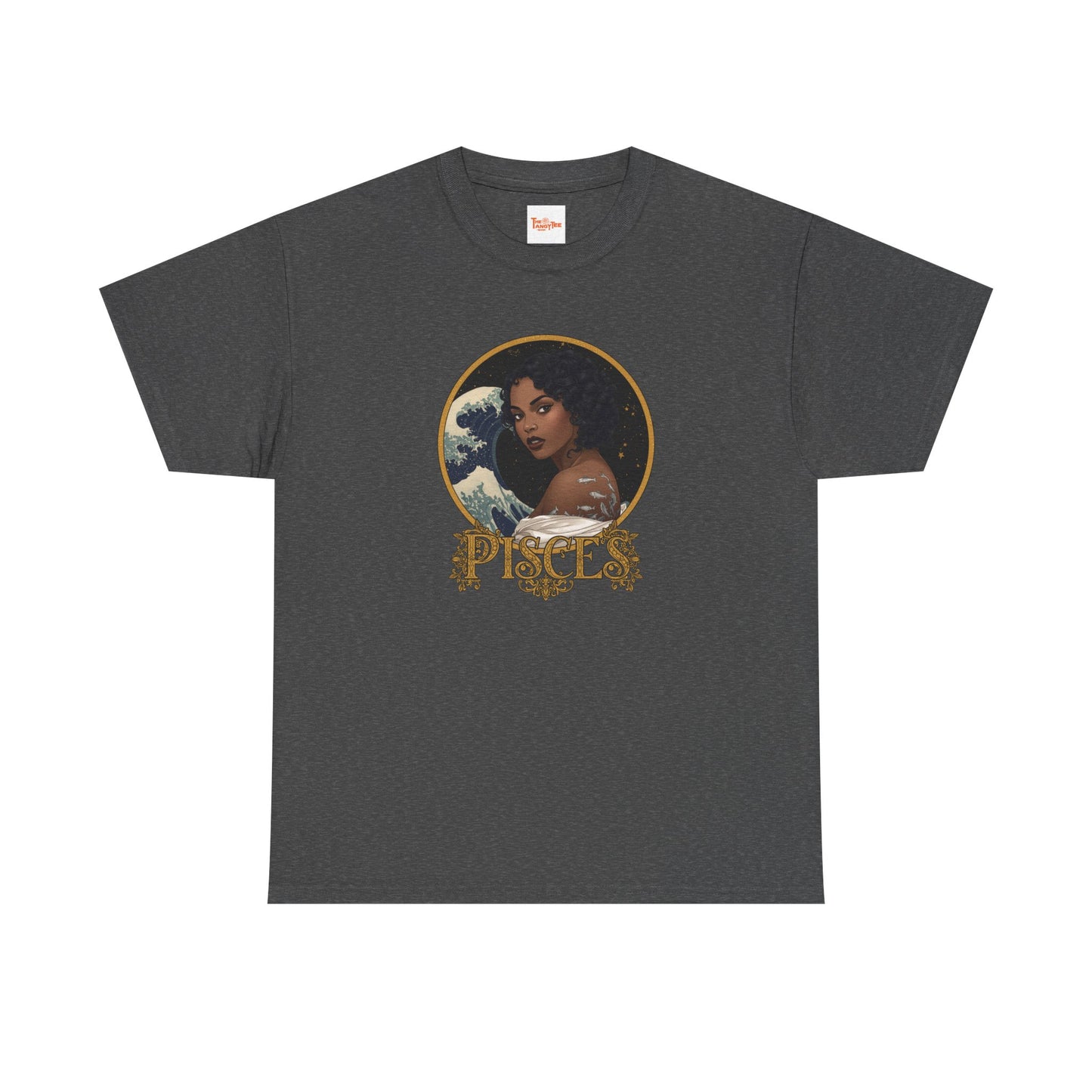 Pisces Art Nouveau T-Shirt — African American Woman with Silver Fish Tattoo