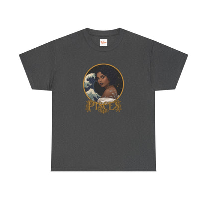 Pisces Art Nouveau T-Shirt — African American Woman with Silver Fish Tattoo