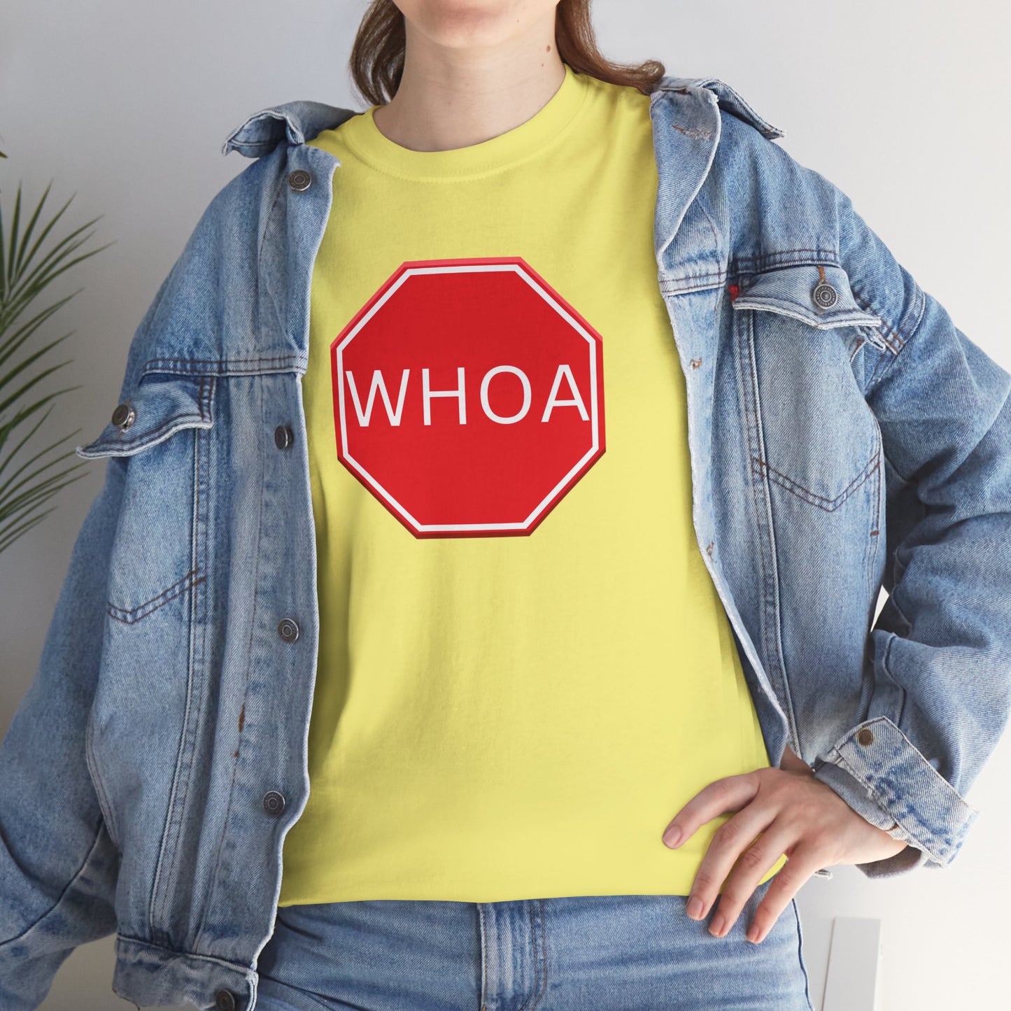 Whoa Graphic Red Octagon Sign Unisex Tee