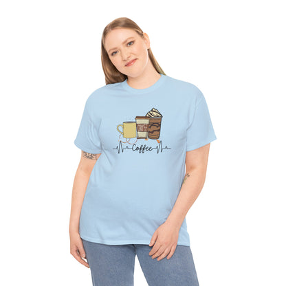 Coffee Stat T-Shirt — Graphic Tee Featuring Three Coffee Drinks