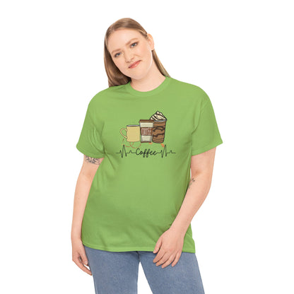 Coffee Stat T-Shirt — Graphic Tee Featuring Three Coffee Drinks