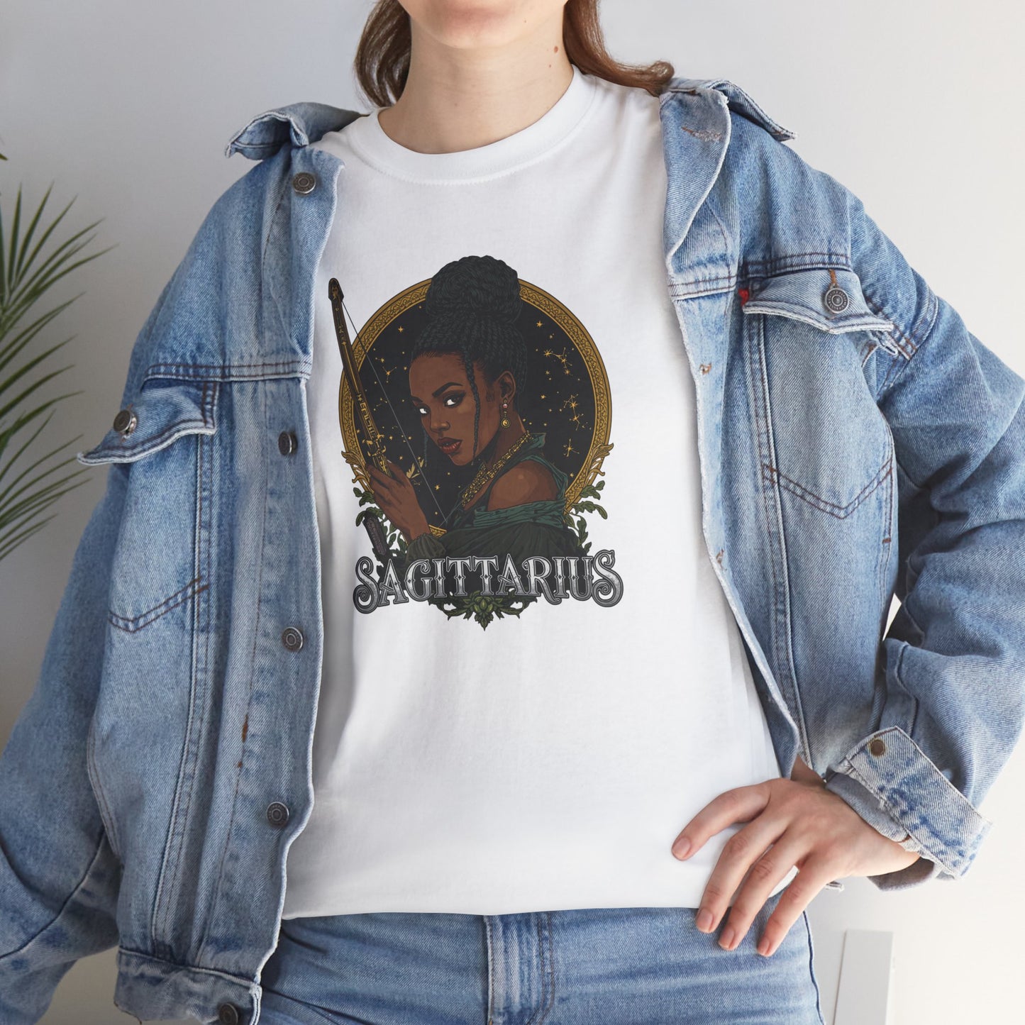 Sagittarius Art Nouveau Tee — African American Archer Zodiac Graphic