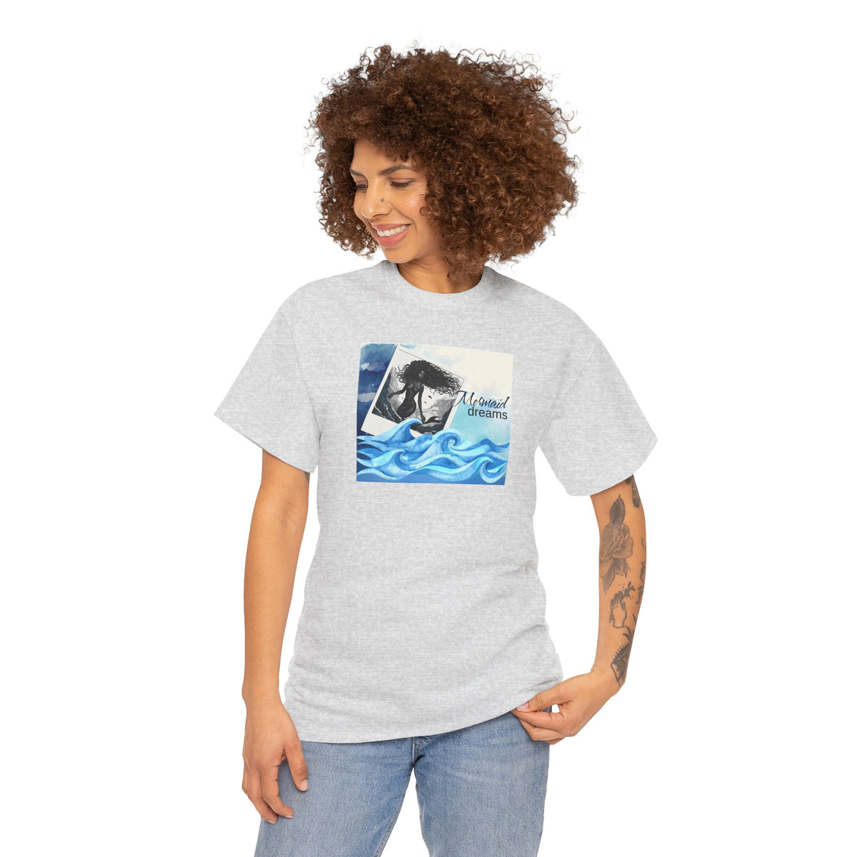 Mermaid Dreams Black Mermaid Graphic T-Shirt