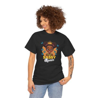 Sassy Queen Tee — African American Girl Graphic Shirt with Butterflies