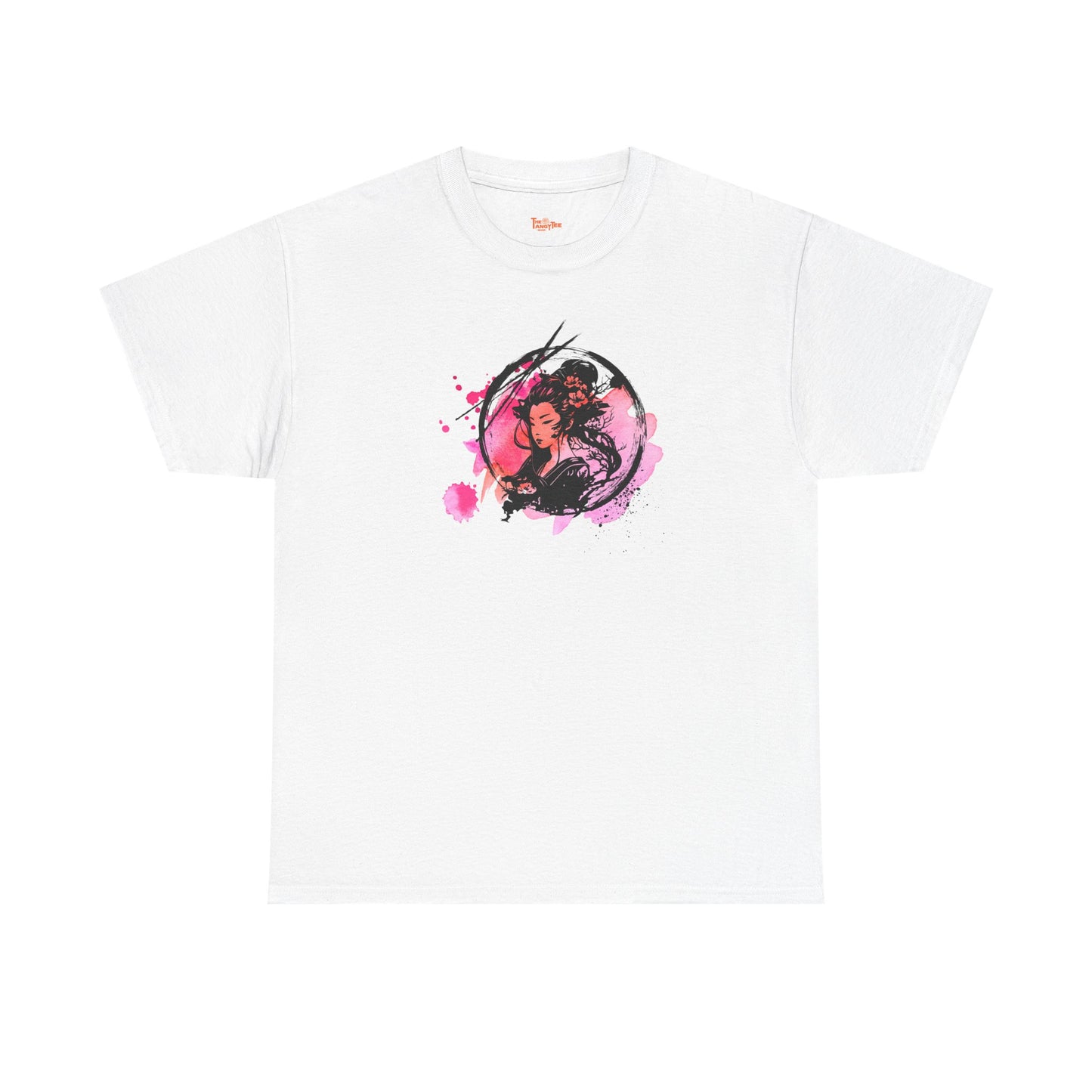 Geisha Graphic Tee — Pastel Pink Japanese-Inspired Shirt