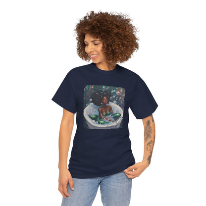 Pamper Yourself Black Mermaid Tee — Relaxing Bathtub Graphic