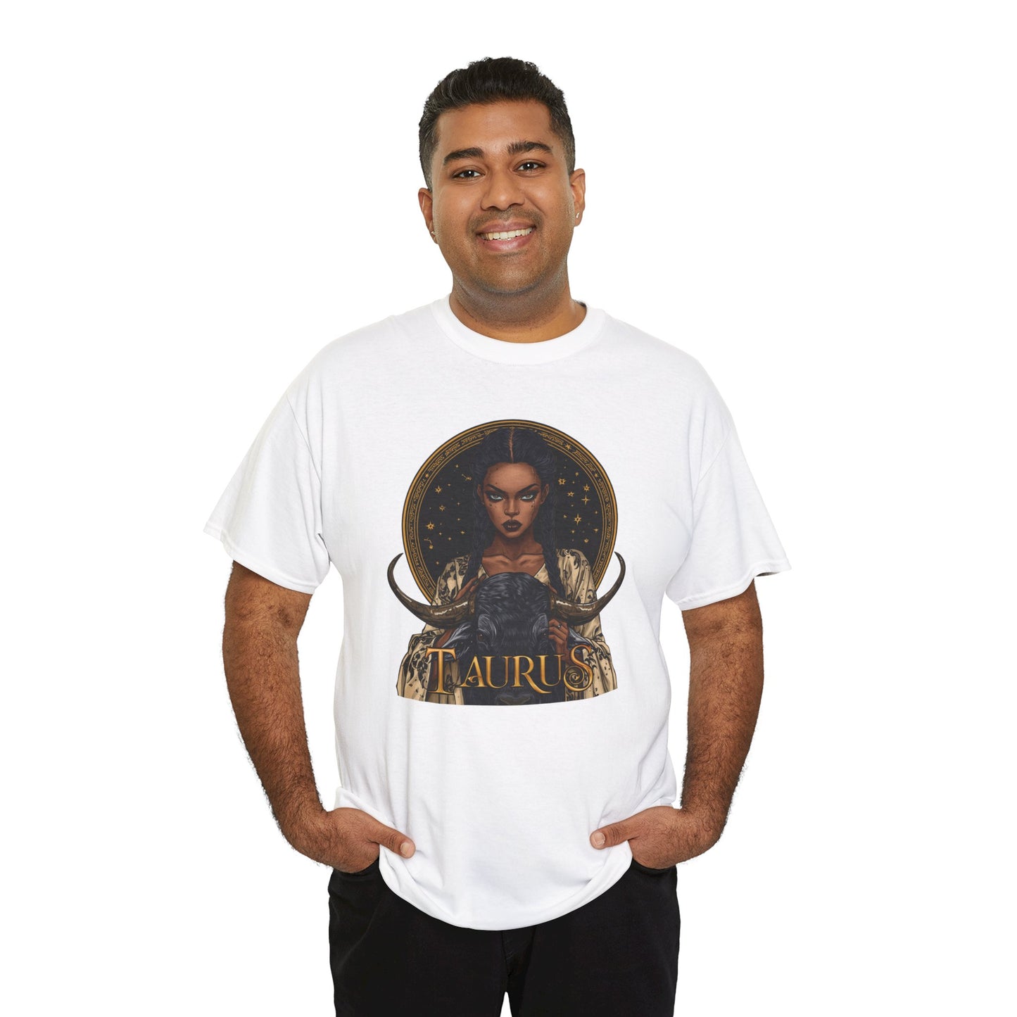 Taurus Art Nouveau Tee — African American Woman & Bull Zodiac Graphic