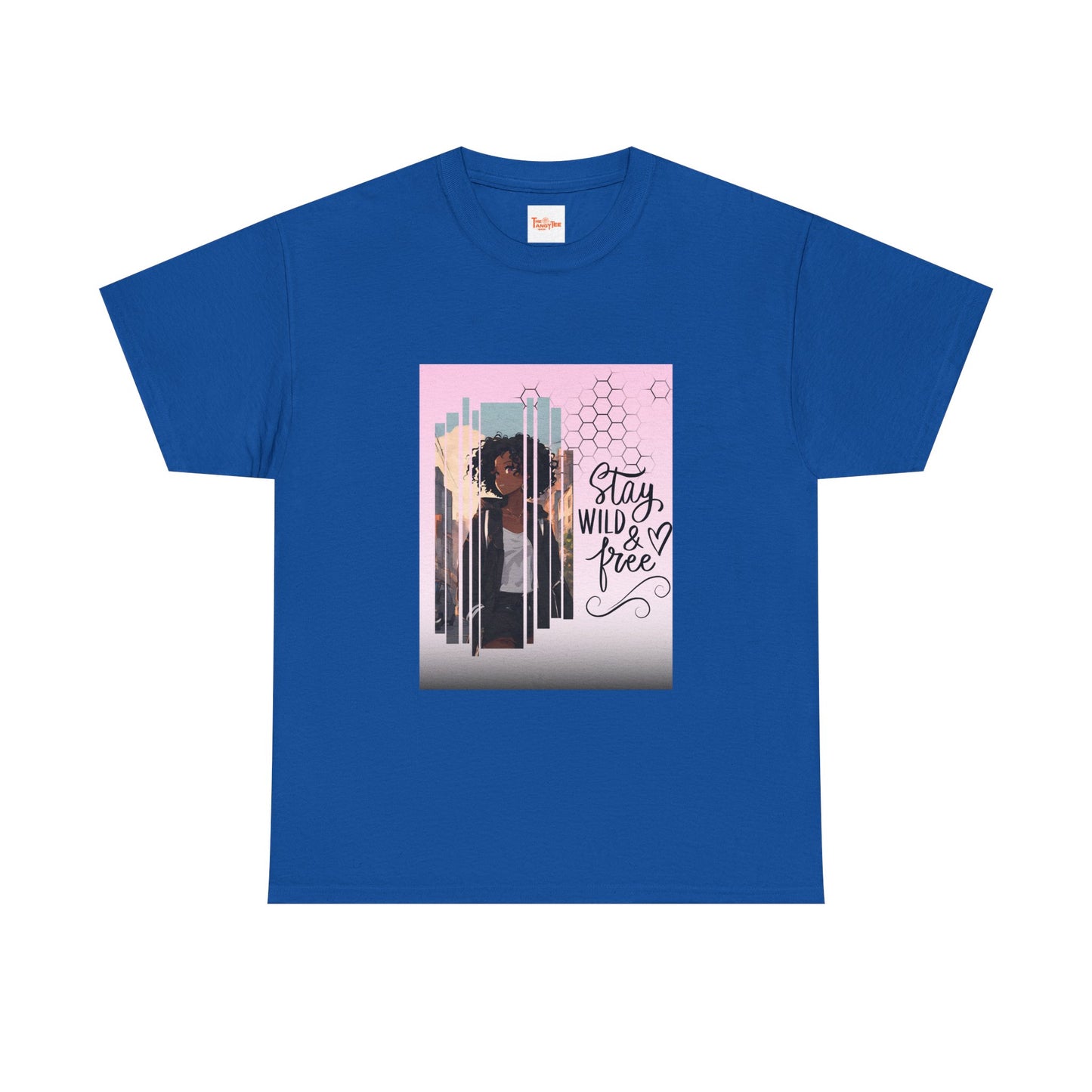 Stay Wild and Free Black Anime Girl City Graphic Tee