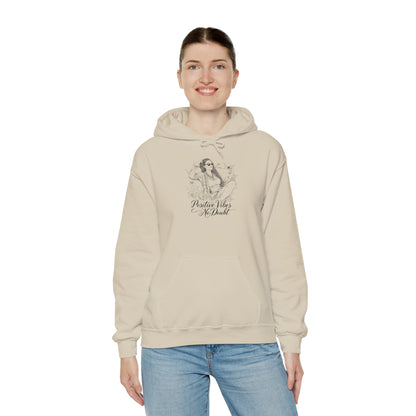 Positive Vibes No Doubt Sweatshirt - African American Woman Relaxing with Wine & Flowers