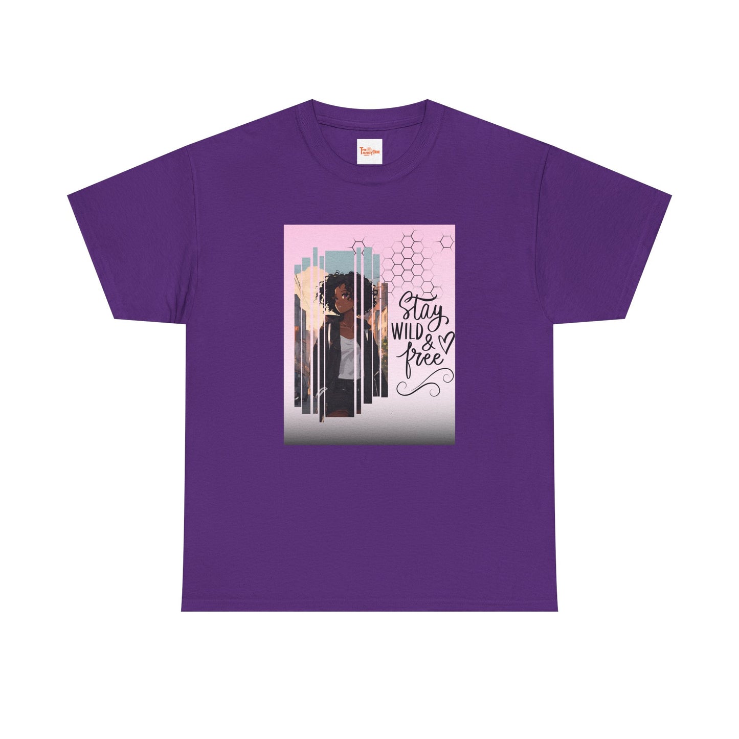 Stay Wild and Free Black Anime Girl City Graphic Tee