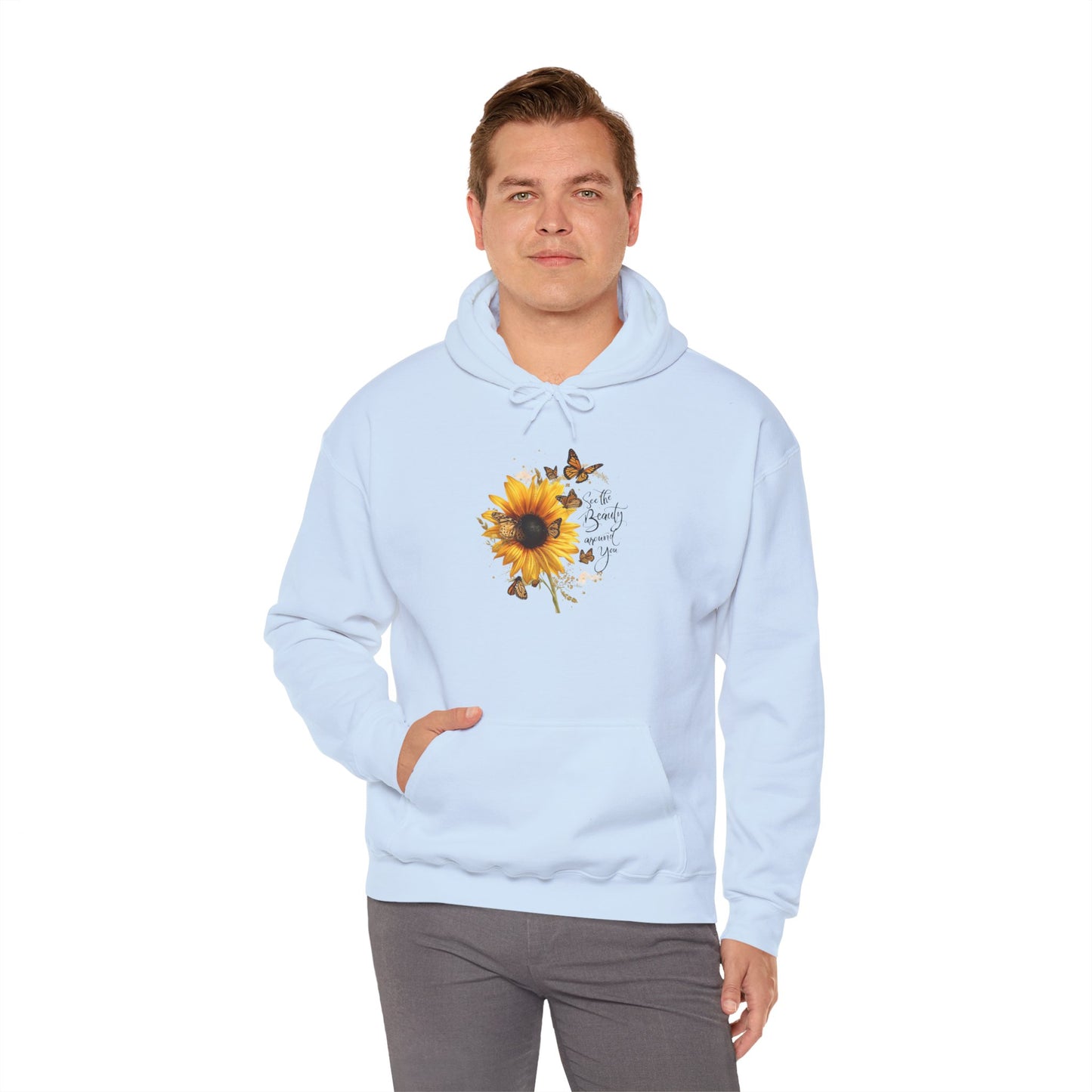 See the Beauty Around You Sunflower & Monarch Hoodie