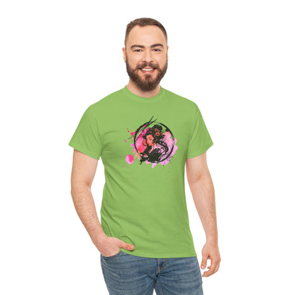 Geisha Graphic Tee — Pastel Pink Japanese-Inspired Shirt