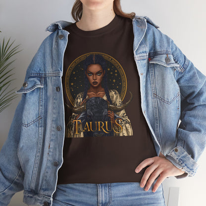 Taurus Art Nouveau Tee — African American Woman & Bull Zodiac Graphic