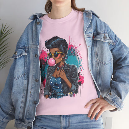 Bubblegum Pop Tee — African American Woman Graphic Paint-Splatter Design