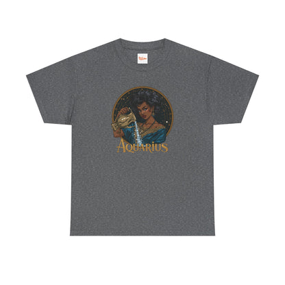 Aquarius Art Nouveau Tee — African American Woman Pouring Water Zodiac Graphic