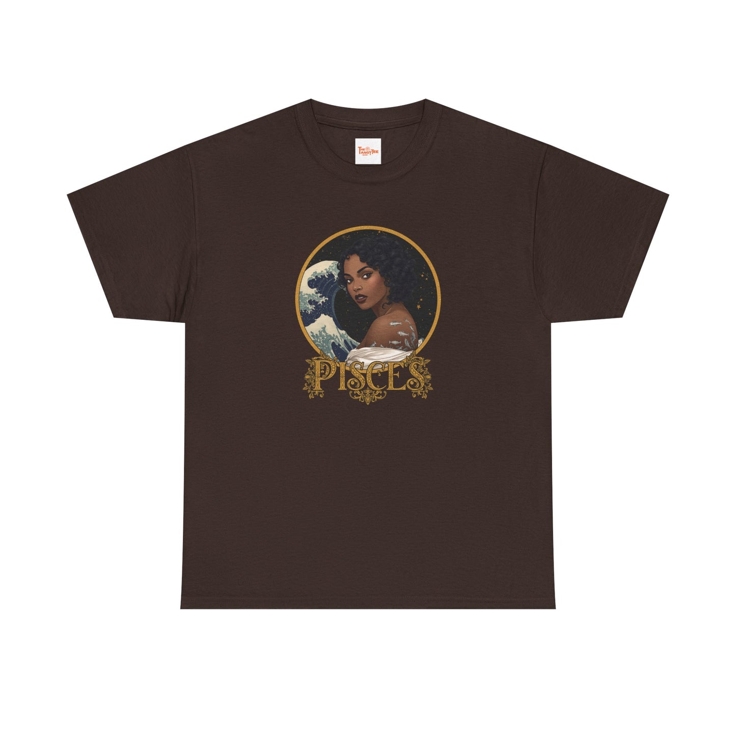 Pisces Art Nouveau T-Shirt — African American Woman with Silver Fish Tattoo