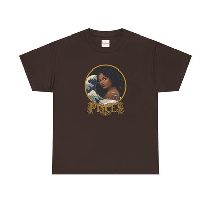 Pisces Art Nouveau T-Shirt — African American Woman with Silver Fish Tattoo