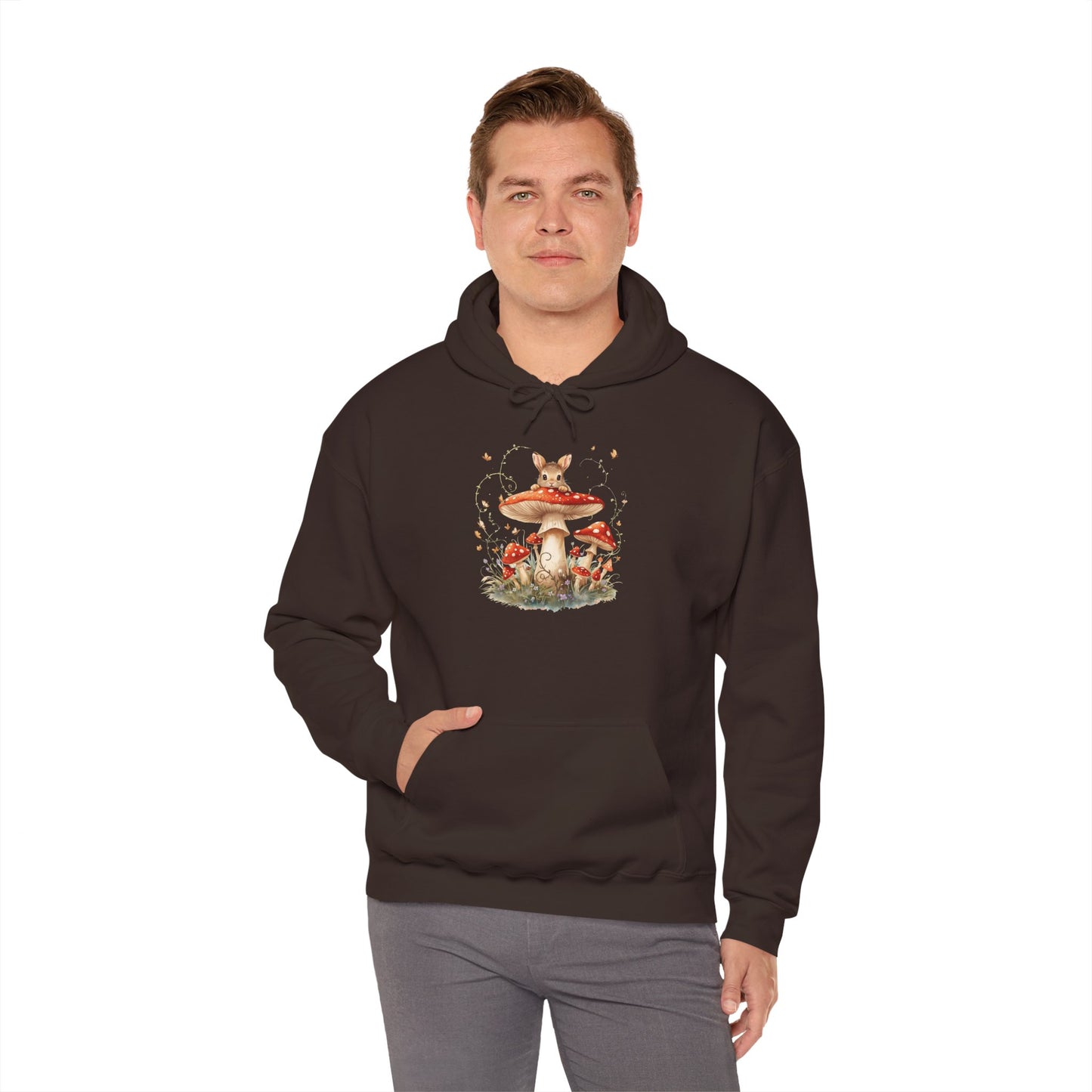 Mushroom Bunny Hoodie — Red-Capped Mushroom Graphic Sweatshirt