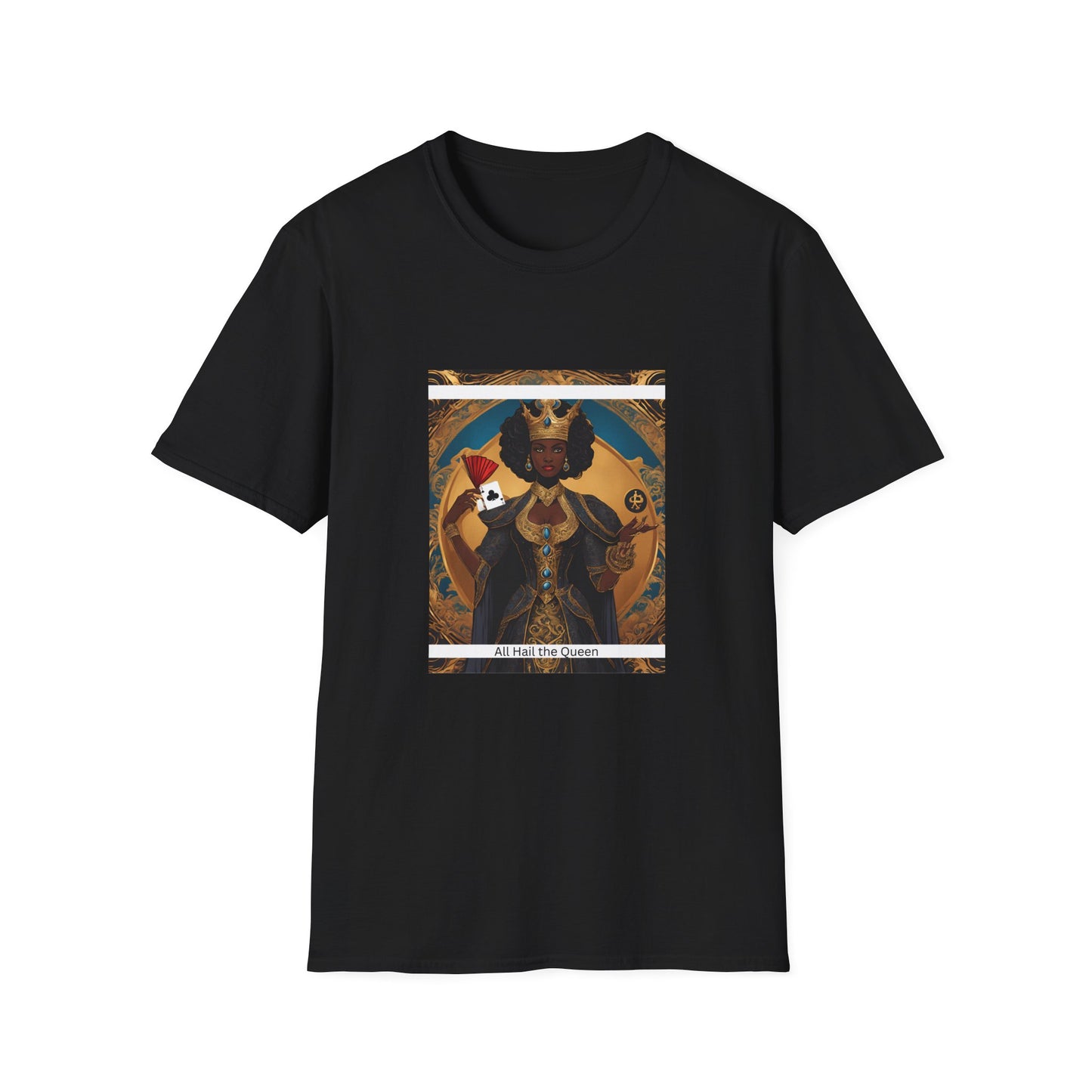 Clubs Playing Cards Unisex T-Shirt - All Hail the Queen Design