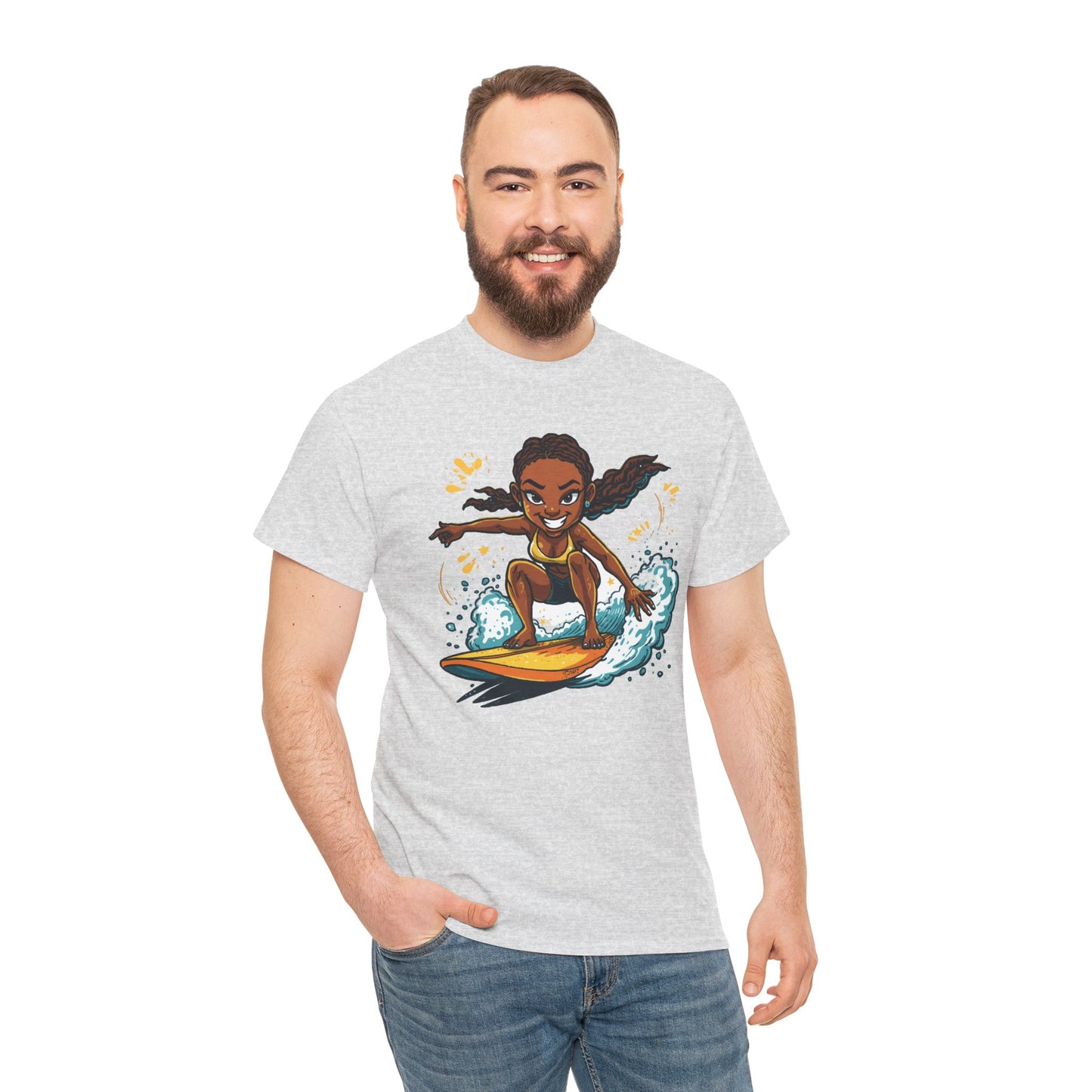 Surf Girl T-Shirt — Cute Cartoon Female Surfer Graphic Tee