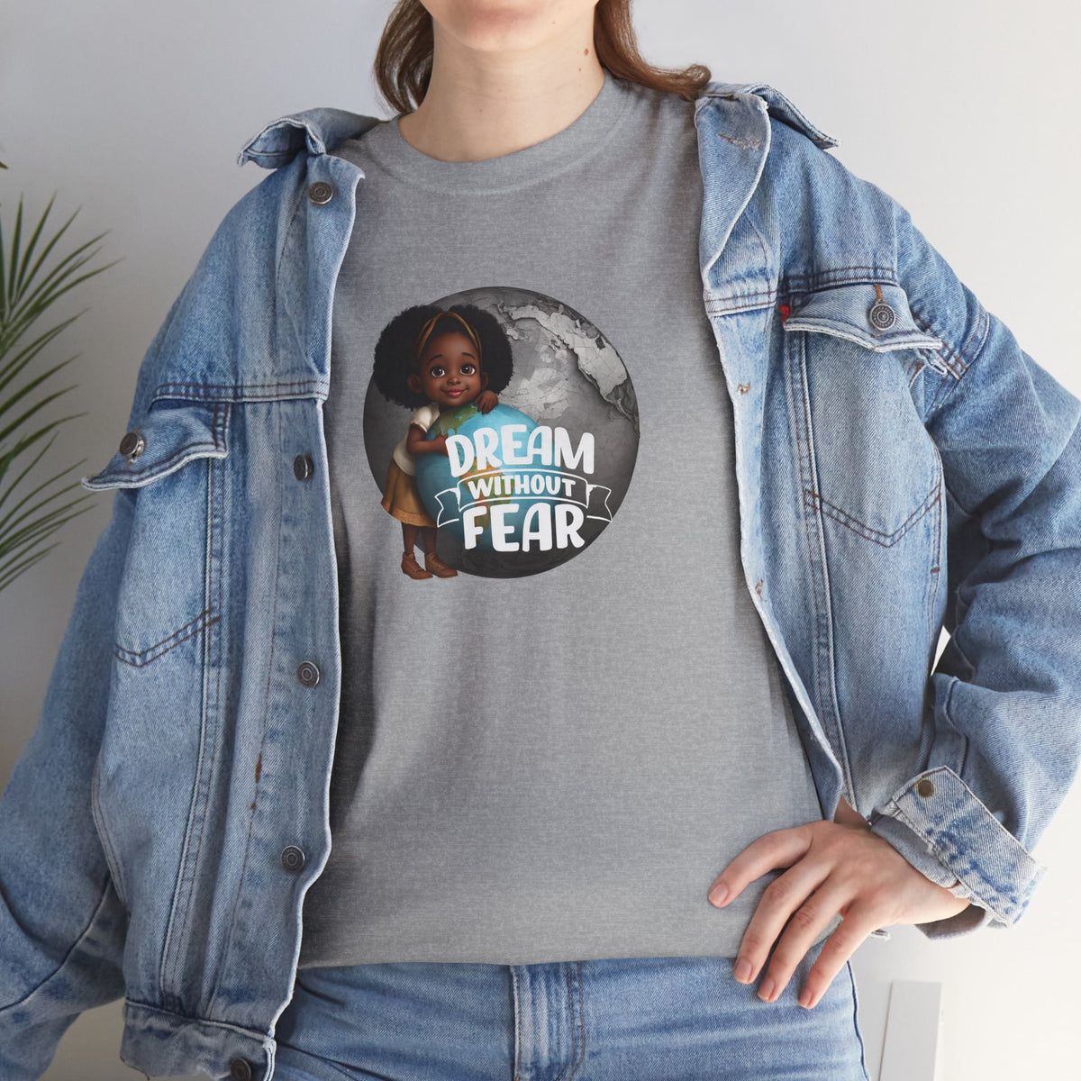 Dream Without Fear Little Black Girl Hugging Globe T-Shirt