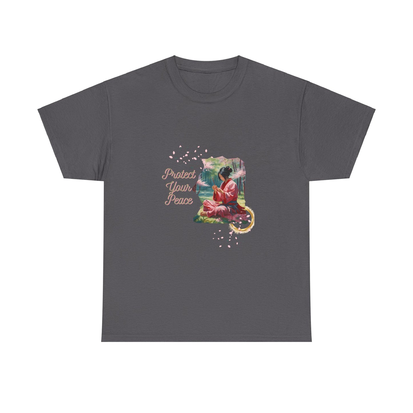 Protect Your Peace Unisex Tee - Woman Kneeling in Forest Graphic