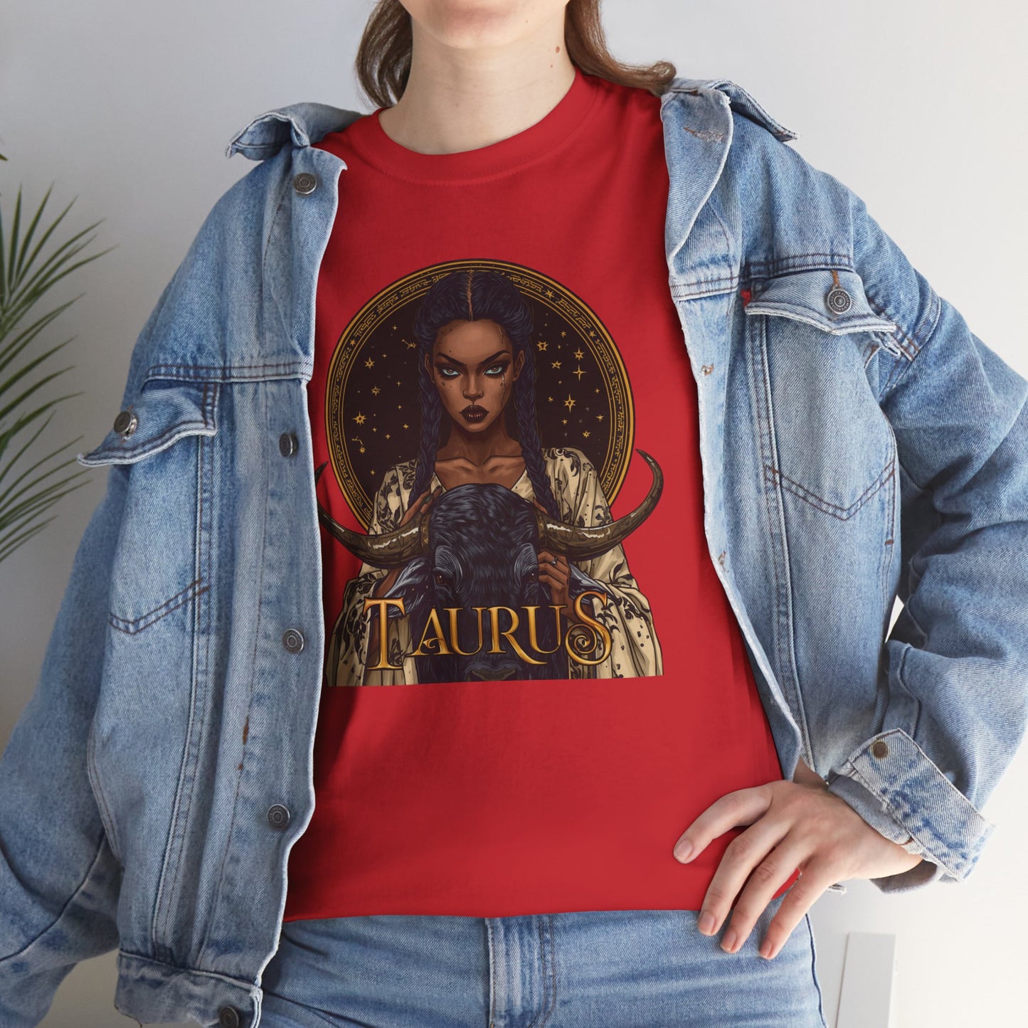 Taurus Art Nouveau Tee — African American Woman & Bull Zodiac Graphic