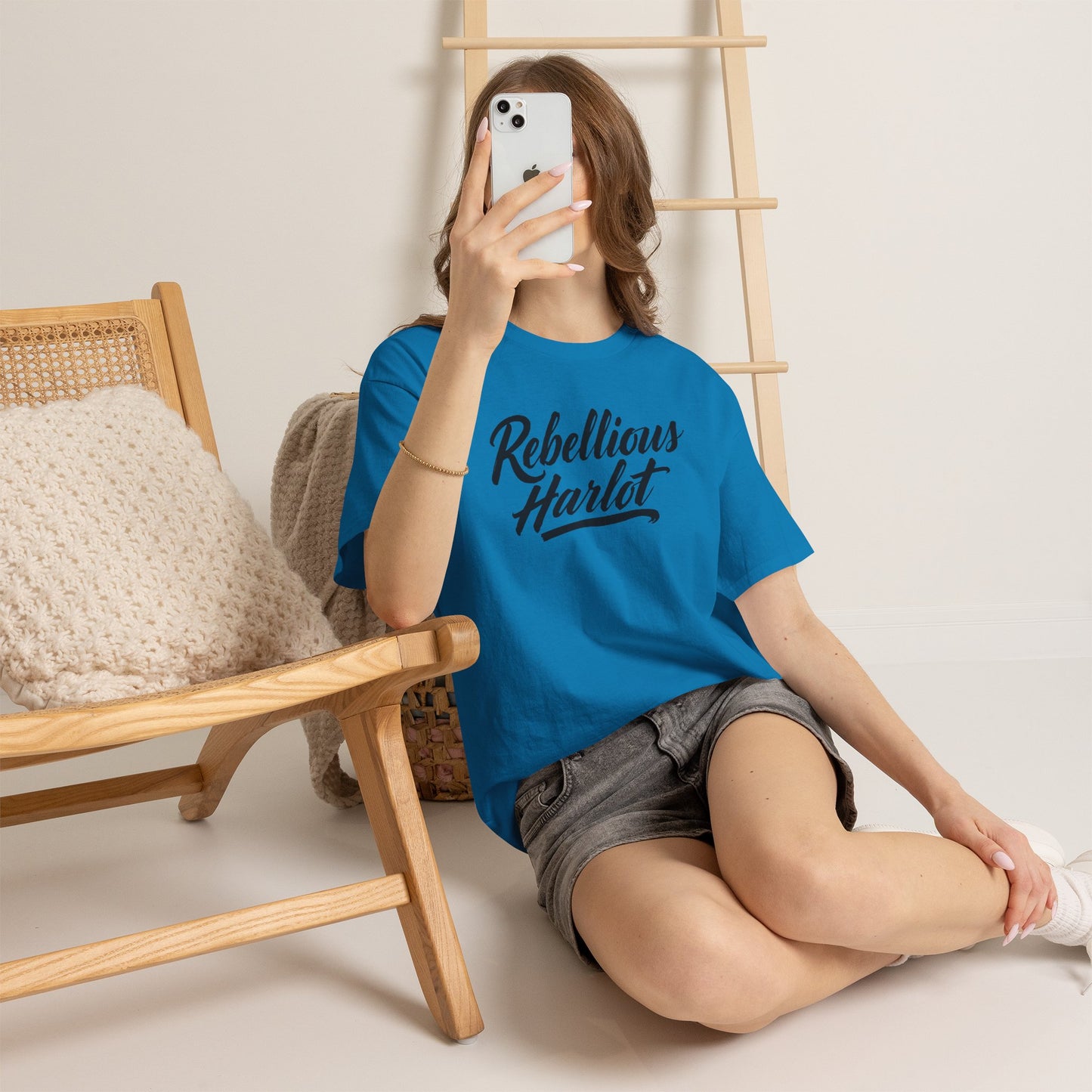 Rebellious Harlot Tee — Bold Script Graphic T-Shirt
