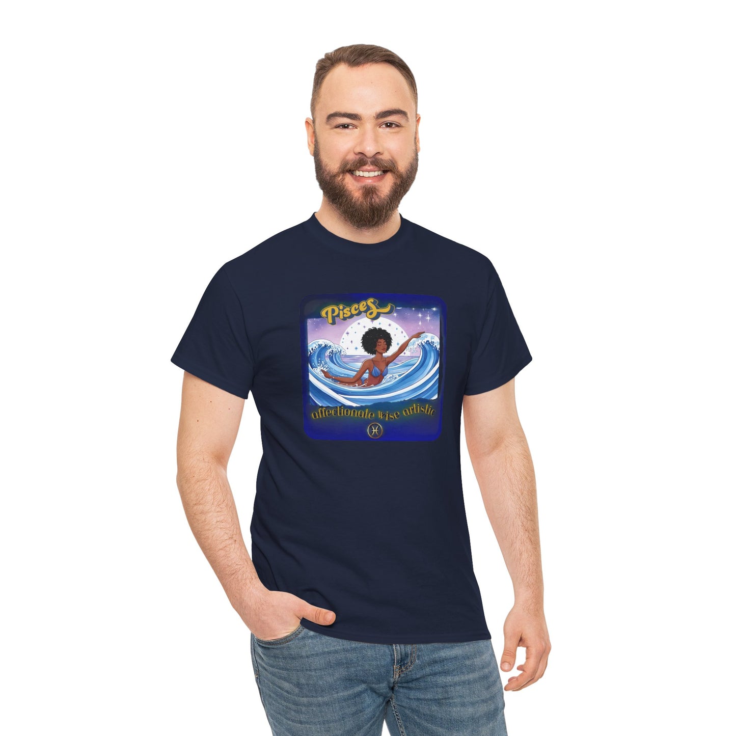 Pisces Zodiac Tee — African American Woman Swimming Graphic with Pisces Traits