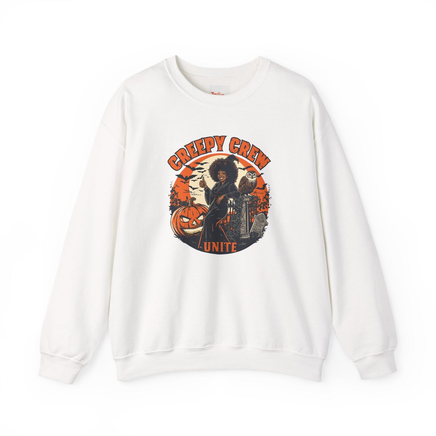 Creepy Crew Unite Witch Sweatshirt — African American Witch Pumpkin Graveyard
