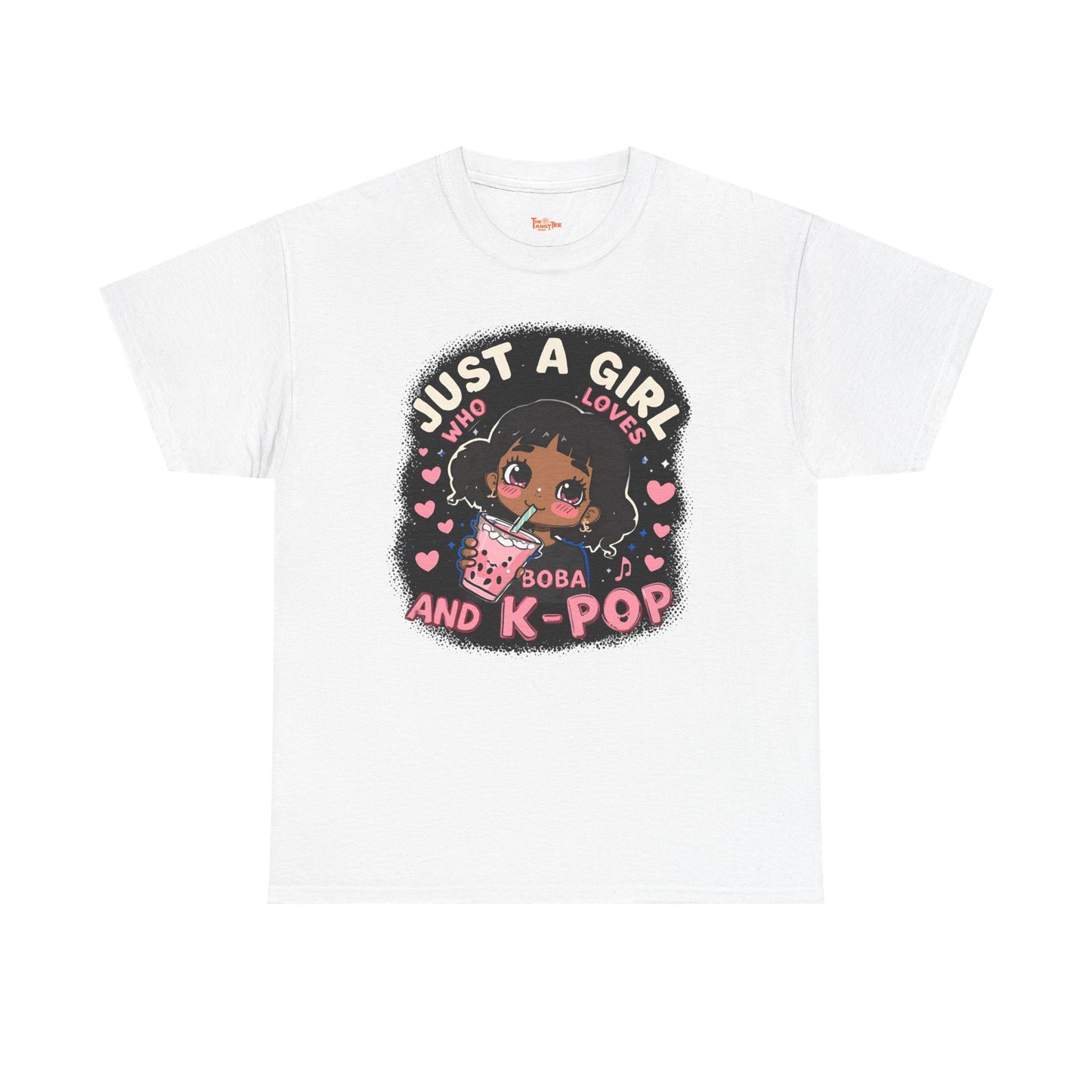 Afro Anime Woman Sipping Tea - Boba & K-Pop Lover Graphic Art