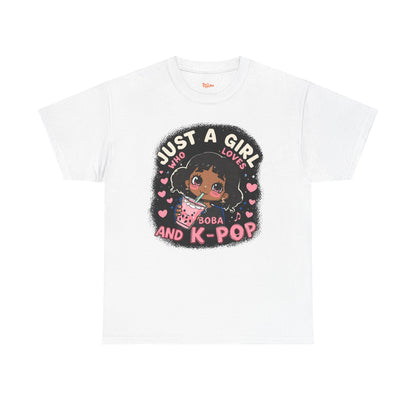 Afro Anime Woman Sipping Tea - Boba & K-Pop Lover Graphic Art