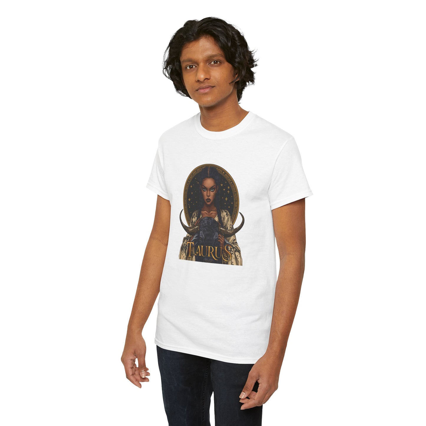 Taurus Art Nouveau Tee — African American Woman & Bull Zodiac Graphic