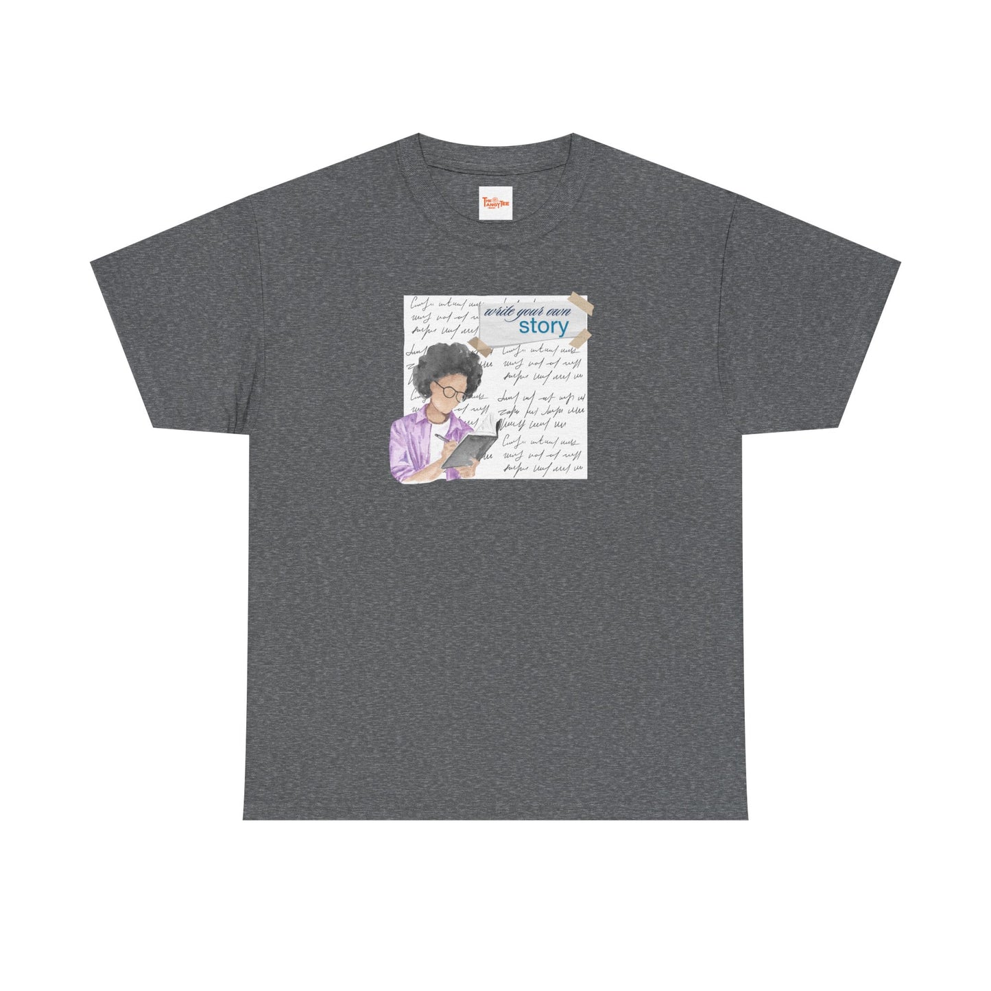 Journal Tee - Write Your Own Story, Black Woman Writing Graphic