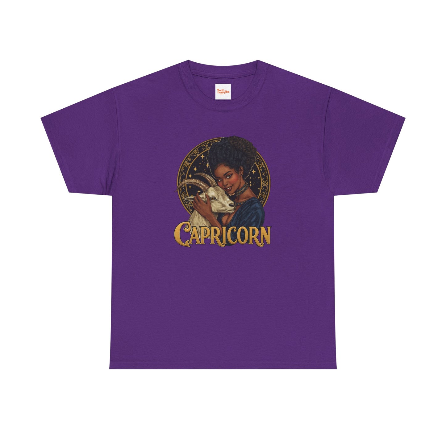 Capricorn Art Nouveau Tee — African American Woman with Goat Zodiac Graphic