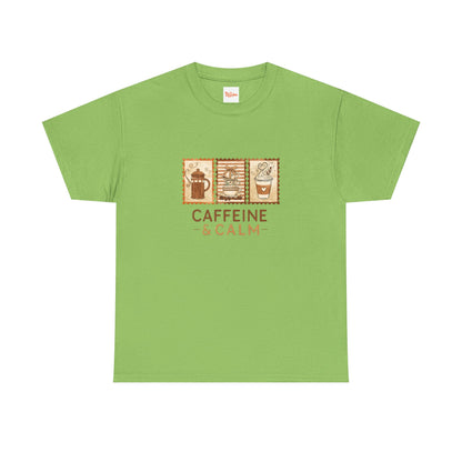 Caffeine & Calm Coffee Tee — French Press Graphic T-Shirt