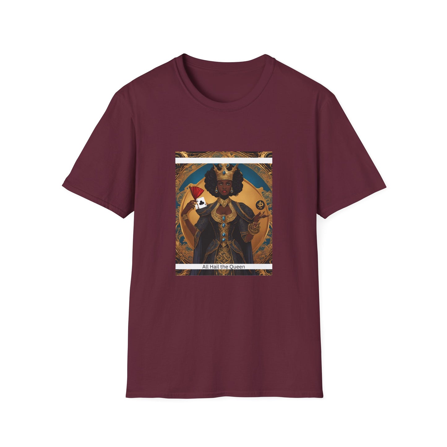 Clubs Playing Cards Unisex T-Shirt - All Hail the Queen Design