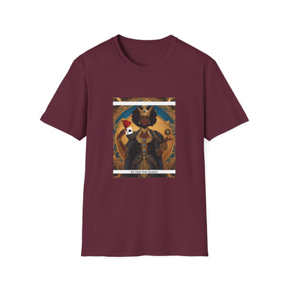 Clubs Playing Cards Unisex T-Shirt - All Hail the Queen Design
