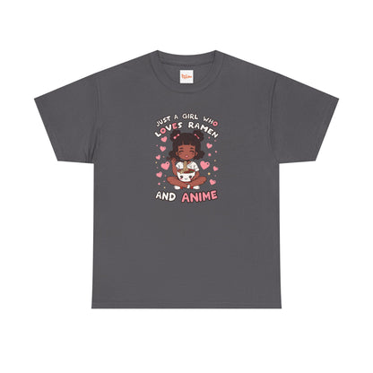Just a Girl Who Loves Ramen and Anime T-Shirt — African American Anime Girl Graphic