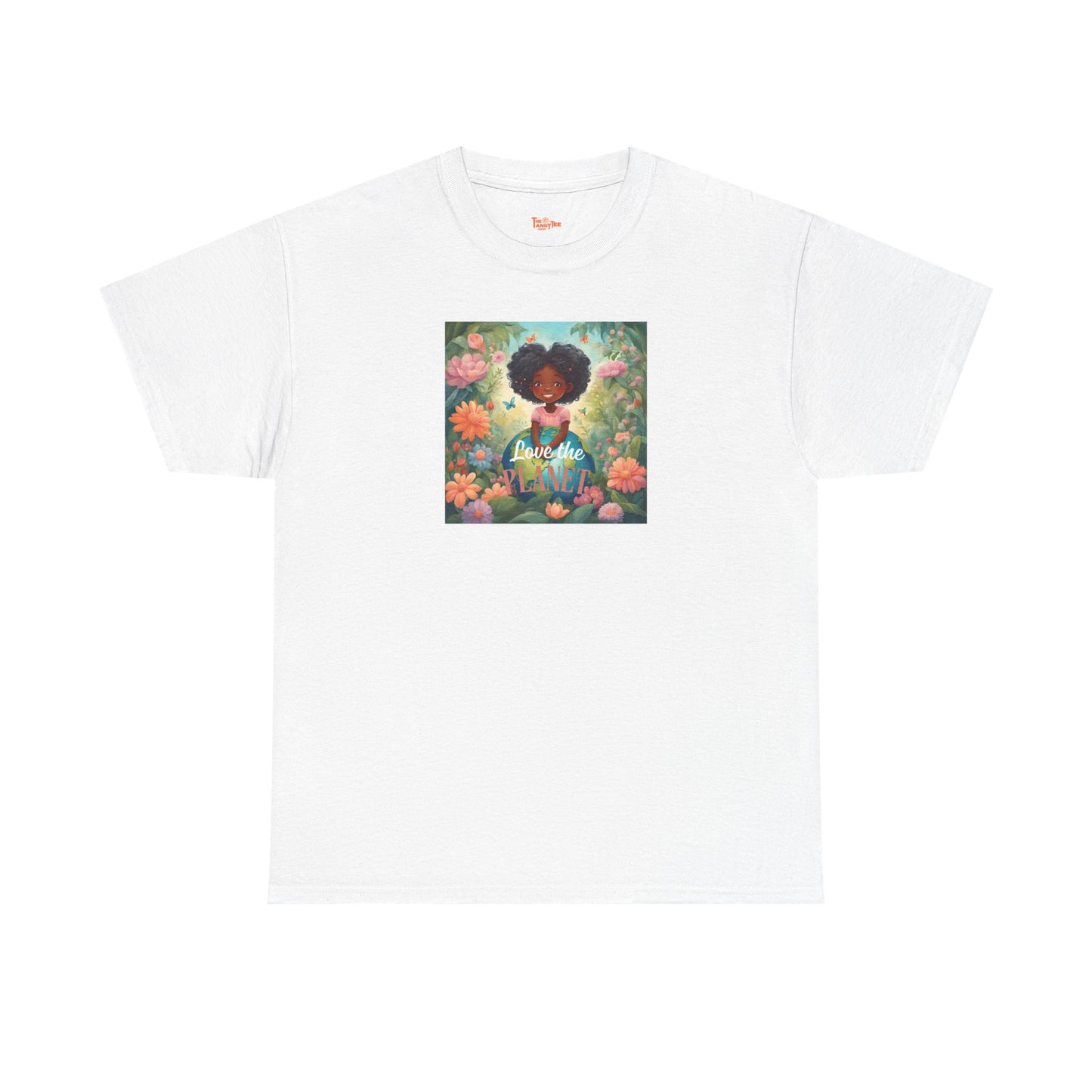 Graphic Tee Love the Planet Little Black Girl Holding Globe