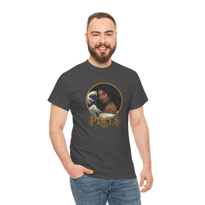 Pisces Art Nouveau T-Shirt — African American Woman with Silver Fish Tattoo
