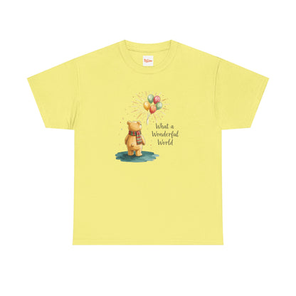 What a Wonderful World Teddy Bear T-Shirt — Balloon Sun Graphic
