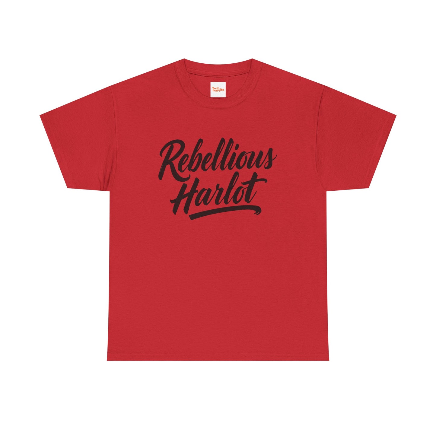Rebellious Harlot Tee — Bold Script Graphic T-Shirt
