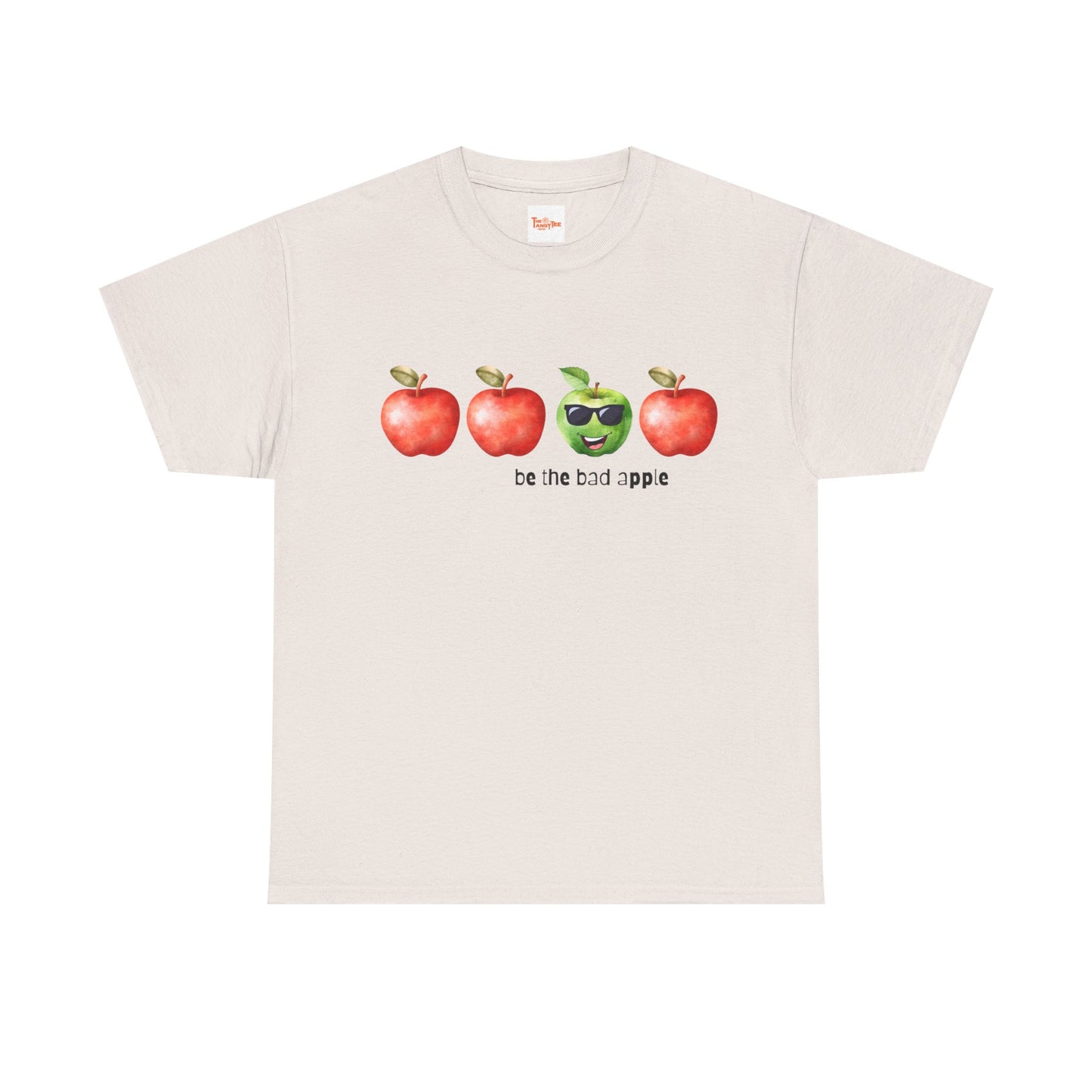 Graphic Unisex Tee - Be the Bad Apple, Three Red Apples and One Green Apple with Sunglasses
