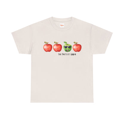 Graphic Unisex Tee - Be the Bad Apple, Three Red Apples and One Green Apple with Sunglasses