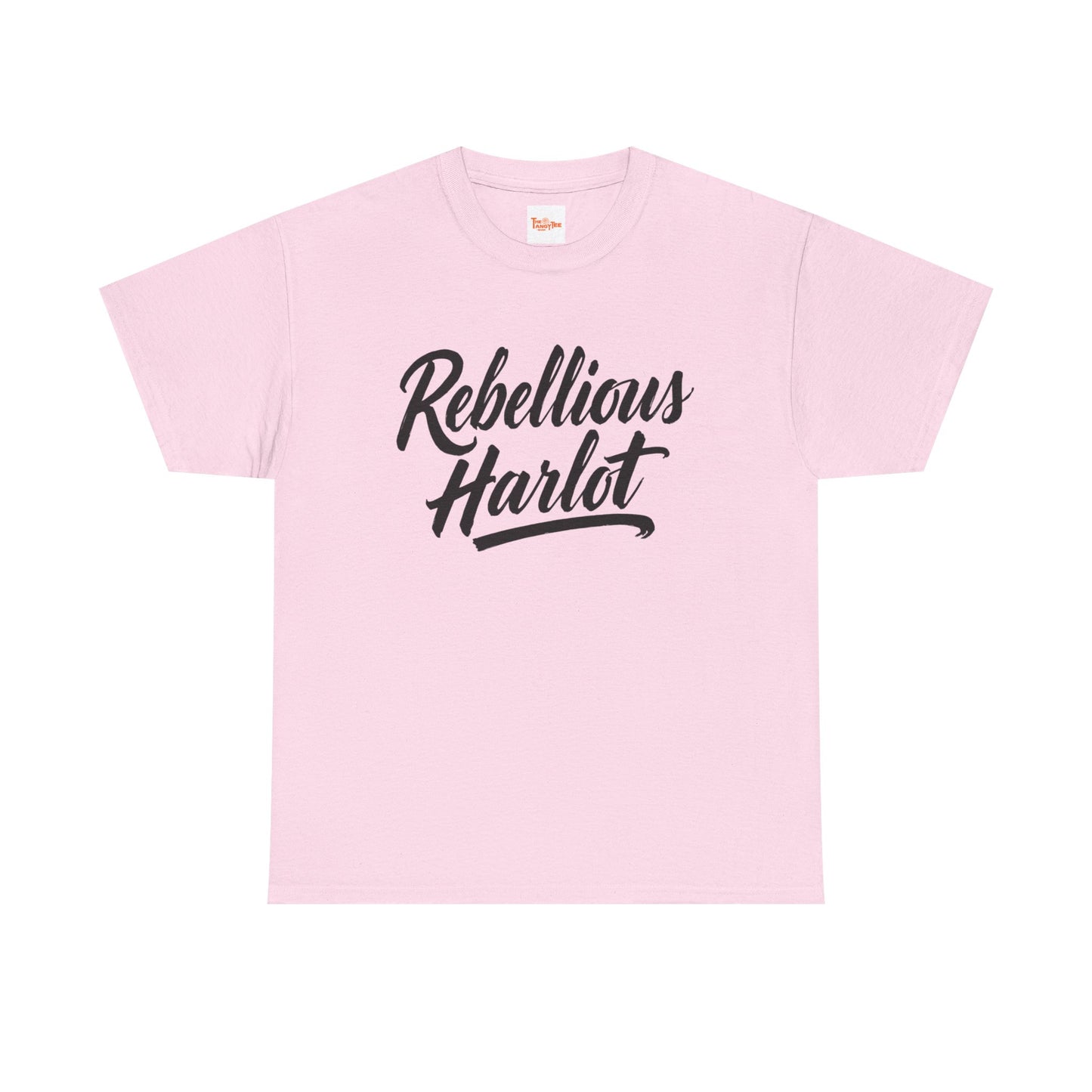 Rebellious Harlot Tee — Bold Script Graphic T-Shirt