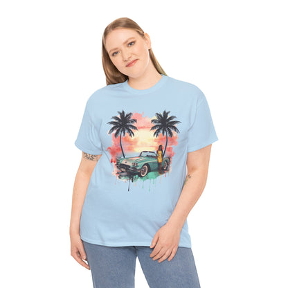 Sunset Muscle Car Tee — African American Woman Graphic T-Shirt