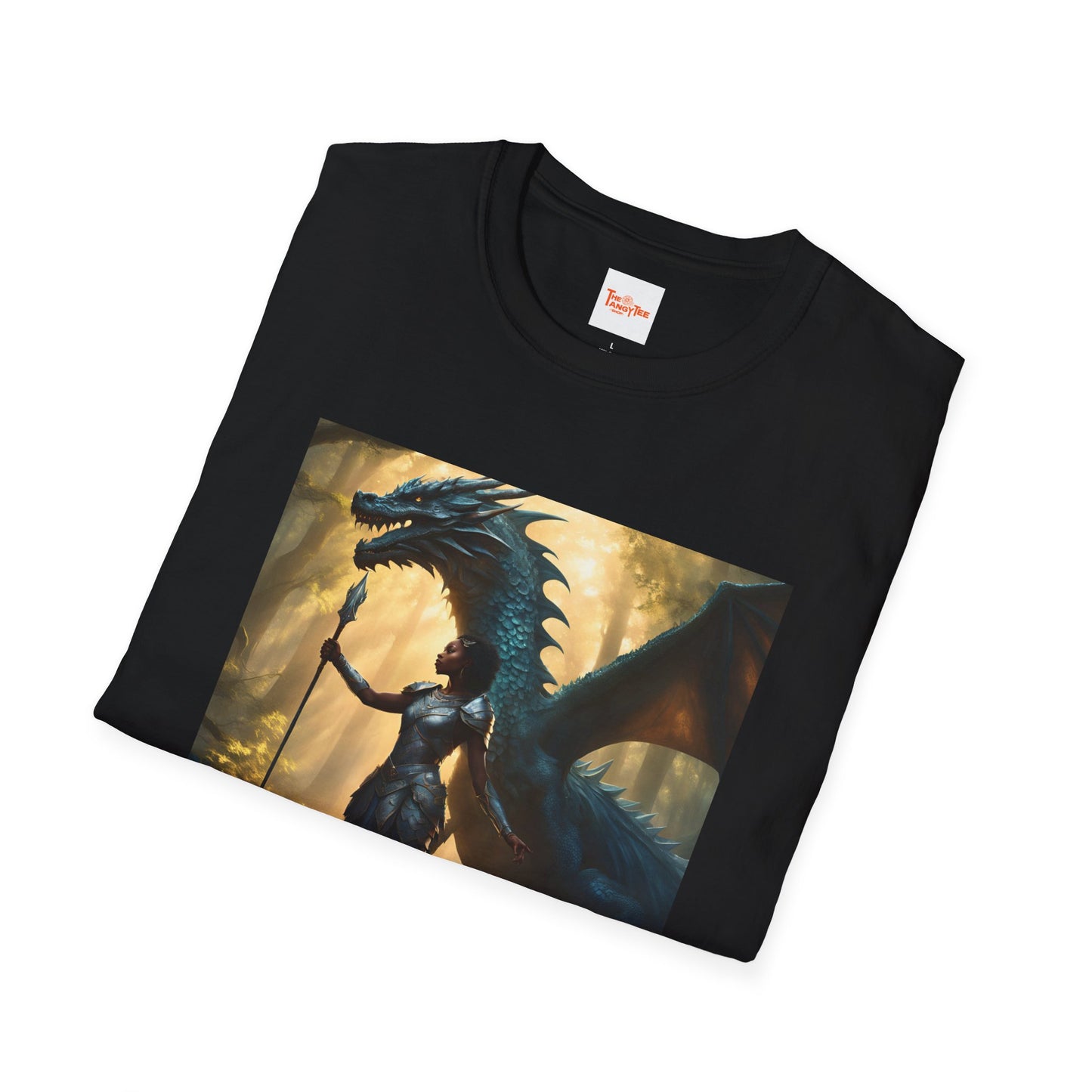 Strength Warrior T-Shirt - Black Woman with Dragon Ally